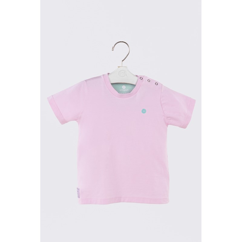 Camiseta infantil masculina malha 100% algodão com bordado Rosa